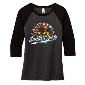 70s 80s In California City Santa Cruz Surfing Women's Tri-Blend 3/4-Sleeve Raglan Shirt