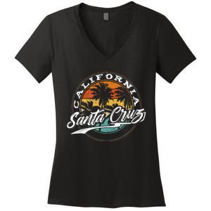 70s 80s In California City Santa Cruz Surfing Women's V-Neck T-Shirt