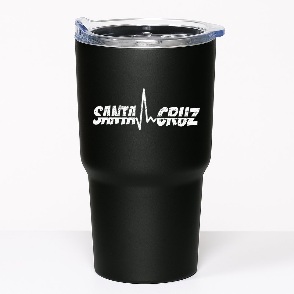 70s 80s In California City Santa Cruz Surfing Heart Rate Tumbler