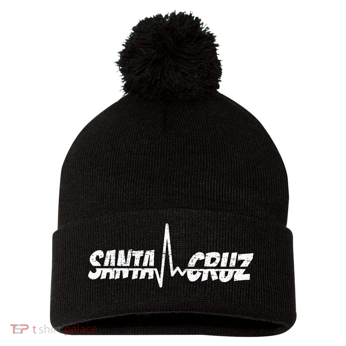 70s 80s In California City Santa Cruz Surfing Heart Rate Pom Pom 12in Knit Beanie