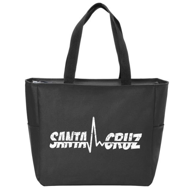 70s 80s In California City Santa Cruz Surfing Heart Rate Zip Tote Bag