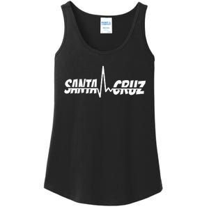 70s 80s In California City Santa Cruz Surfing Heart Rate Ladies Essential Tank