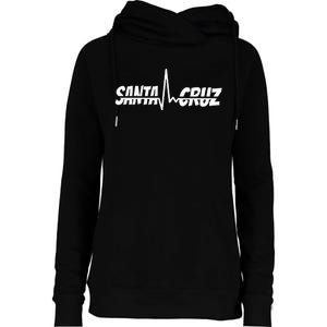 70s 80s In California City Santa Cruz Surfing Heart Rate Womens Funnel Neck Pullover Hood