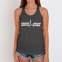 70s 80s In California City Santa Cruz Surfing Heart Rate Women's Knotted Racerback Tank