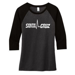 70s 80s In California City Santa Cruz Surfing Heart Rate Women's Tri-Blend 3/4-Sleeve Raglan Shirt