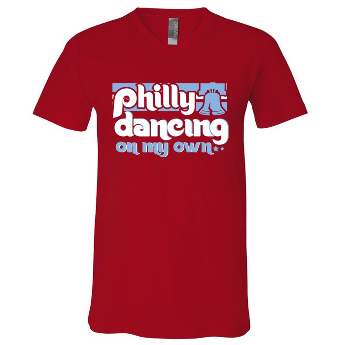 70s 80s Philly Dancing On My Own Philadelphia Baseball V-Neck T-Shirt