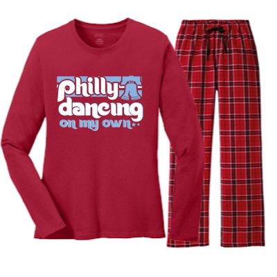 70s 80s Philly Dancing On My Own Philadelphia Baseball Women's Long Sleeve Flannel Pajama Set 