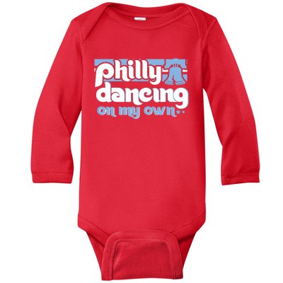 70s 80s Philly Dancing On My Own Philadelphia Baseball Baby Long Sleeve Bodysuit