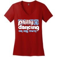 70s 80s Philly Dancing On My Own Philadelphia Baseball Women's V-Neck T-Shirt