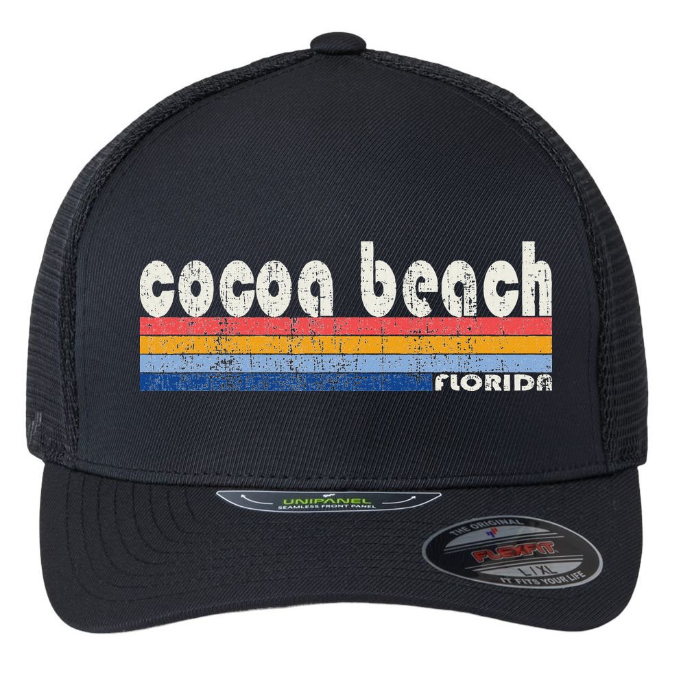 70s 80s Style Cocoa Beach Fl Flexfit Unipanel Trucker Cap