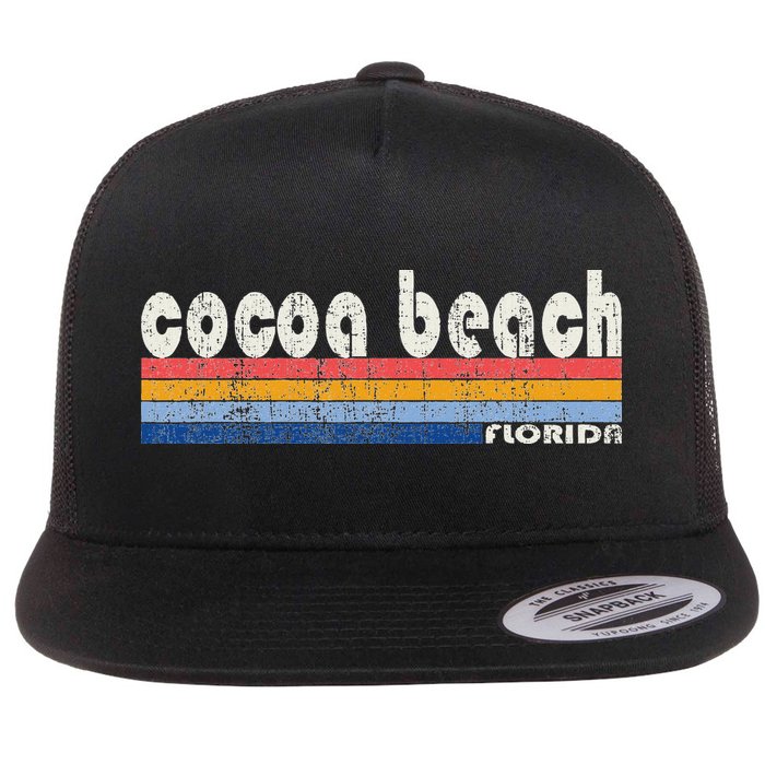 70s 80s Style Cocoa Beach Fl Flat Bill Trucker Hat