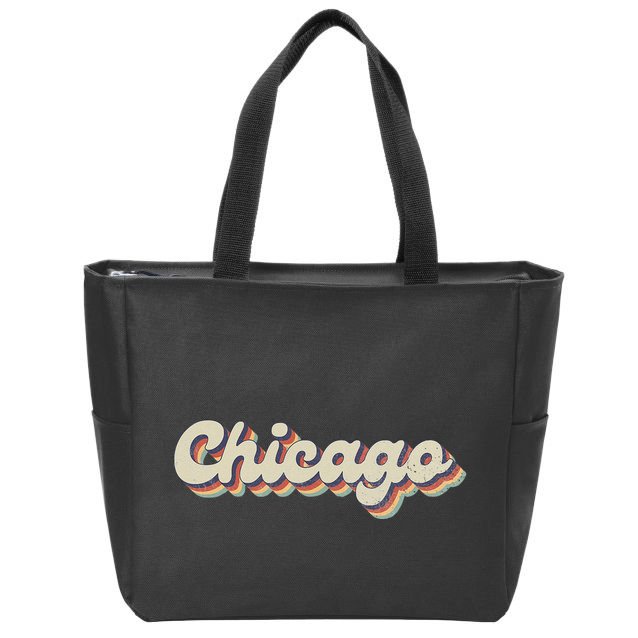 70s 80s USA City Vintage Chicago Zip Tote Bag