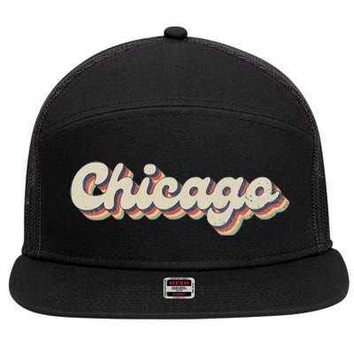 70S 80S Usa City Vintage Chicago 7 Panel Mesh Trucker Snapback Hat