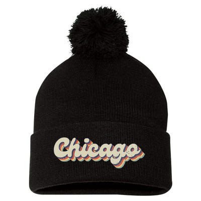 70S 80S Usa City Vintage Chicago Pom Pom 12in Knit Beanie