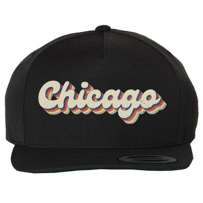 70S 80S Usa City Vintage Chicago Wool Snapback Cap