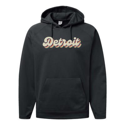 70S 80S Usa City Vintage Detroit Performance Fleece Hoodie