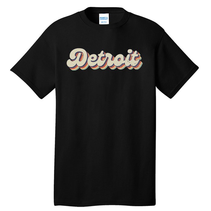 70S 80S Usa City Vintage Detroit Tall T-Shirt