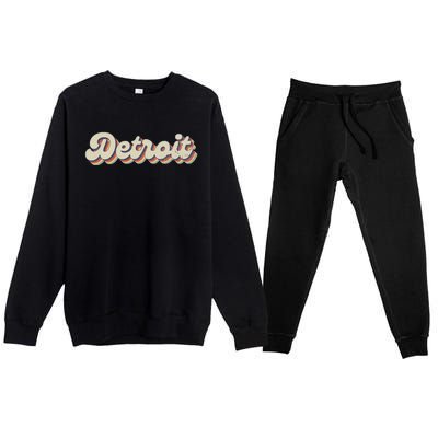 70S 80S Usa City Vintage Detroit Premium Crewneck Sweatsuit Set