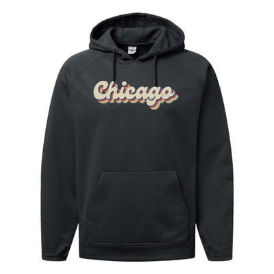 70S 80S Usa City Vintage Chicago Performance Fleece Hoodie