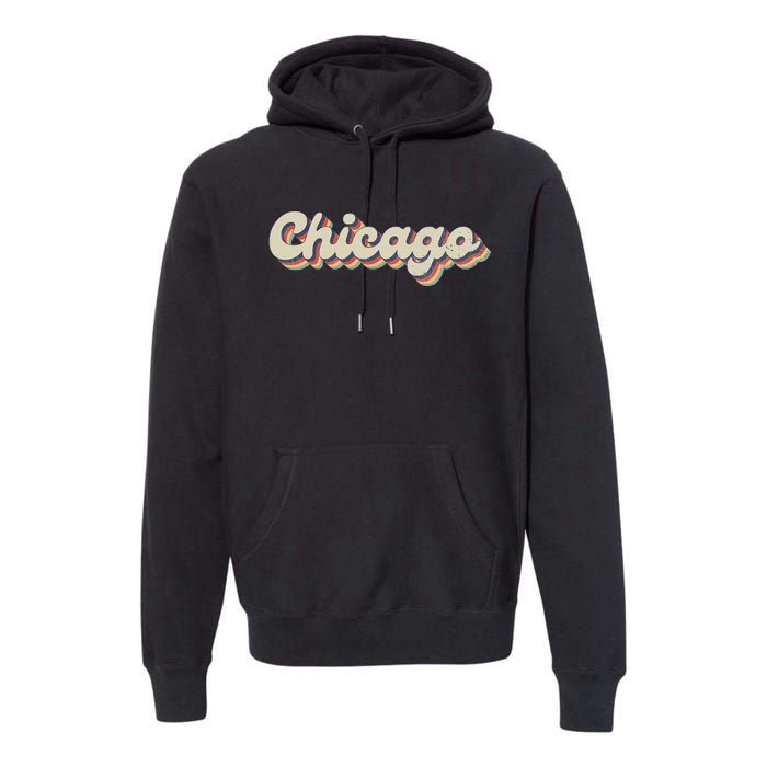 70S 80S Usa City Vintage Chicago Premium Hoodie