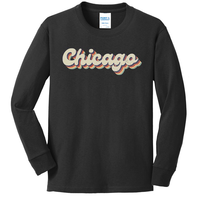 70S 80S Usa City Vintage Chicago Kids Long Sleeve Shirt