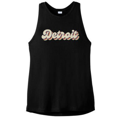 70S 80S Usa City Vintage Detroit Ladies PosiCharge Tri-Blend Wicking Tank