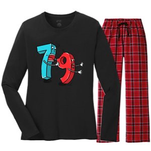 7 Ate (8) 9 Funny Math Women's Long Sleeve Flannel Pajama Set 