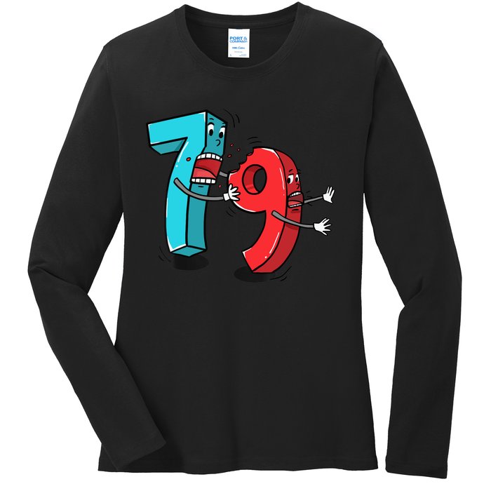 7 Ate (8) 9 Funny Math Ladies Long Sleeve Shirt