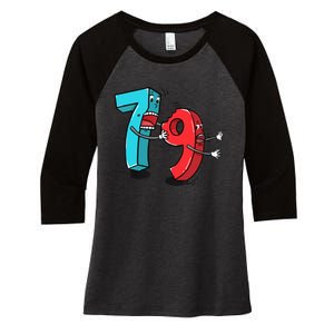 7 Ate (8) 9 Funny Math Women's Tri-Blend 3/4-Sleeve Raglan Shirt