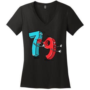 7 Ate (8) 9 Funny Math Women's V-Neck T-Shirt