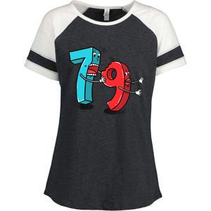 7 Ate (8) 9 Funny Math Enza Ladies Jersey Colorblock Tee