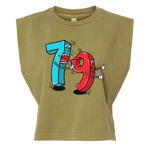 7 Ate (8) 9 Funny Math Garment-Dyed Women's Muscle Tee