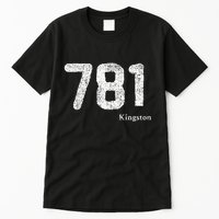 781 Area Code Distressed Kingston Massachusetts Tall T-Shirt