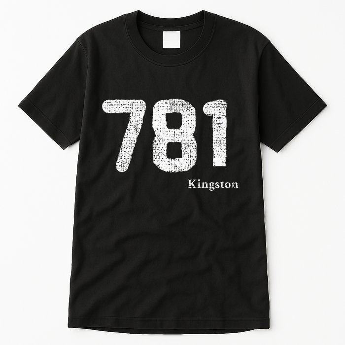 781 Area Code Distressed Kingston Massachusetts Tall T-Shirt