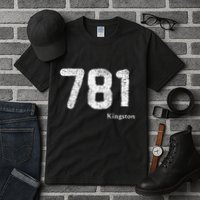 781 Area Code Distressed Kingston Massachusetts Tall T-Shirt