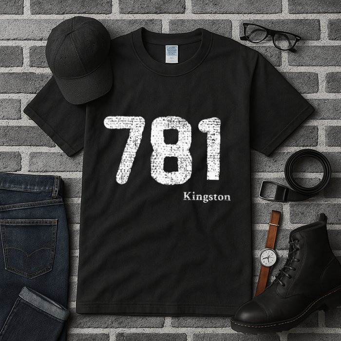 781 Area Code Distressed Kingston Massachusetts Tall T-Shirt