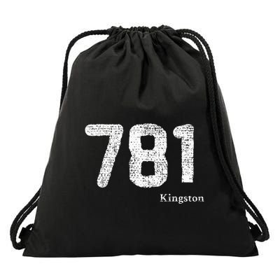 781 Area Code Distressed Kingston Massachusetts Drawstring Bag