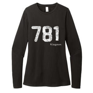 781 Area Code Distressed Kingston Massachusetts Womens CVC Long Sleeve Shirt