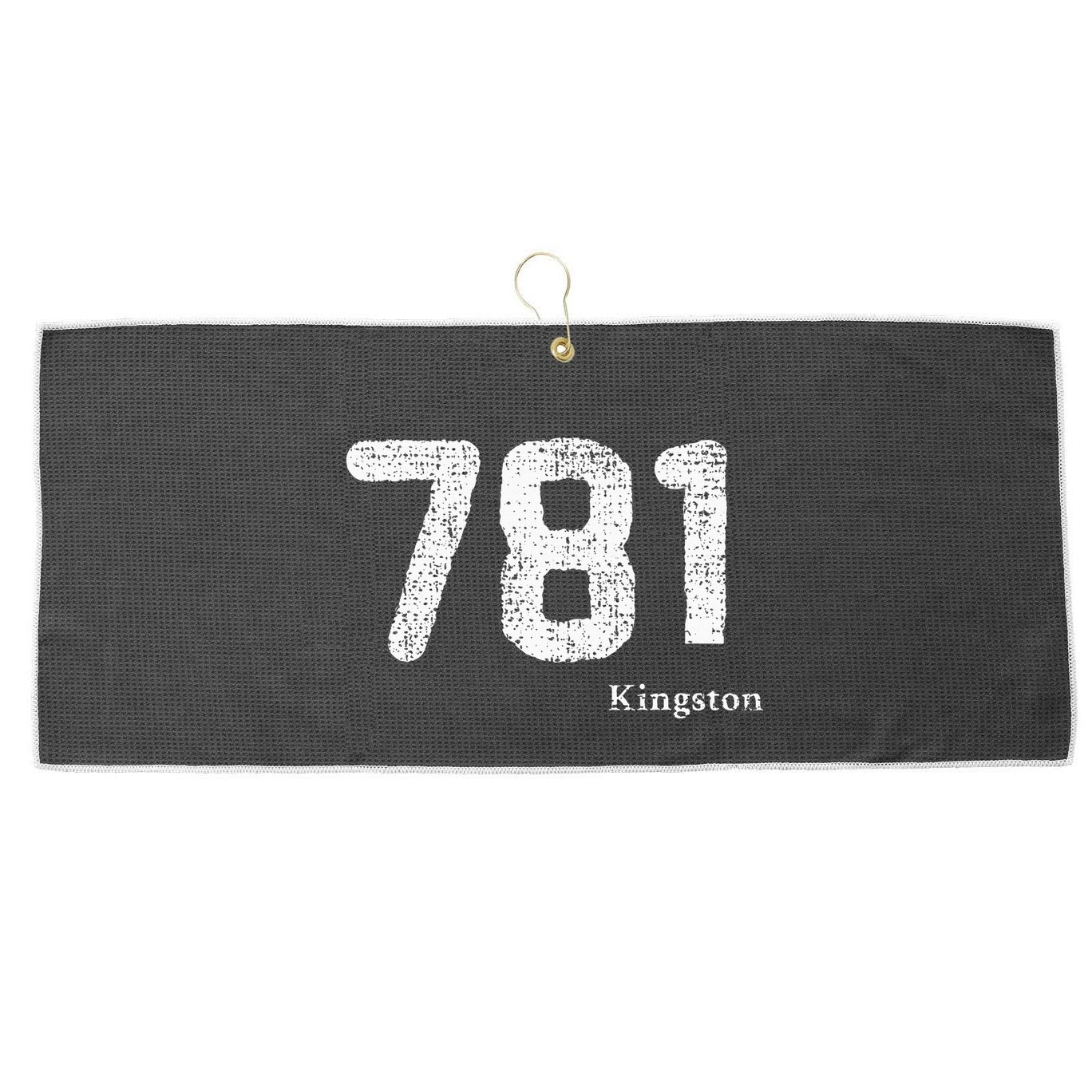 781 Area Code Distressed Kingston Massachusetts Large Microfiber Waffle Golf Towel
