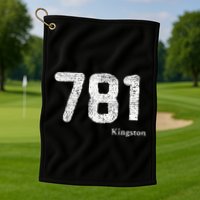 781 Area Code Distressed Kingston Massachusetts Golf Towel
