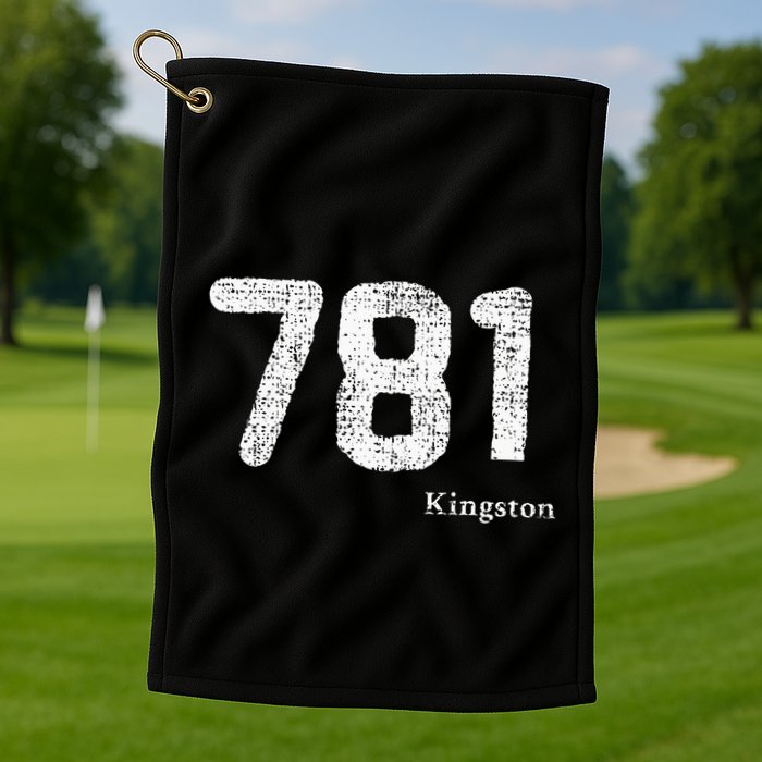 781 Area Code Distressed Kingston Massachusetts Golf Towel