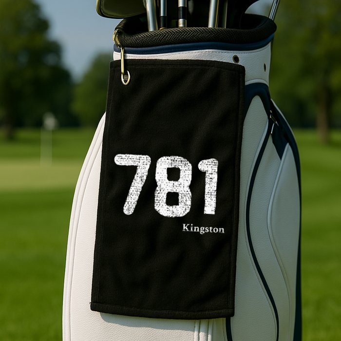 781 Area Code Distressed Kingston Massachusetts Golf Towel