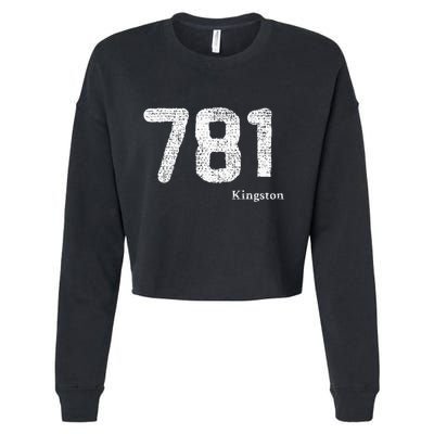 781 Area Code Distressed Kingston Massachusetts Cropped Pullover Crew