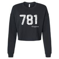 781 Area Code Distressed Kingston Massachusetts Cropped Pullover Crew