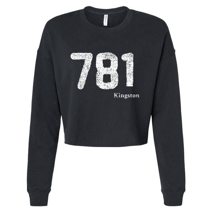 781 Area Code Distressed Kingston Massachusetts Cropped Pullover Crew
