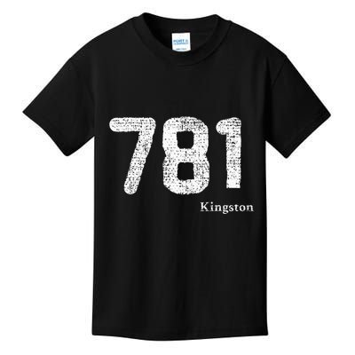 781 Area Code Distressed Kingston Massachusetts Kids T-Shirt