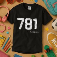 781 Area Code Distressed Kingston Massachusetts Kids T-Shirt