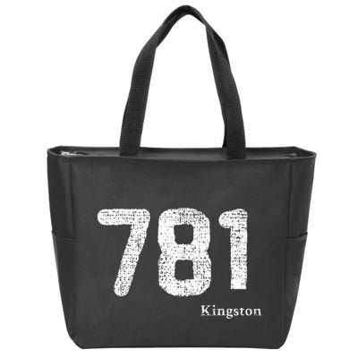 781 Area Code Distressed Kingston Massachusetts Zip Tote Bag