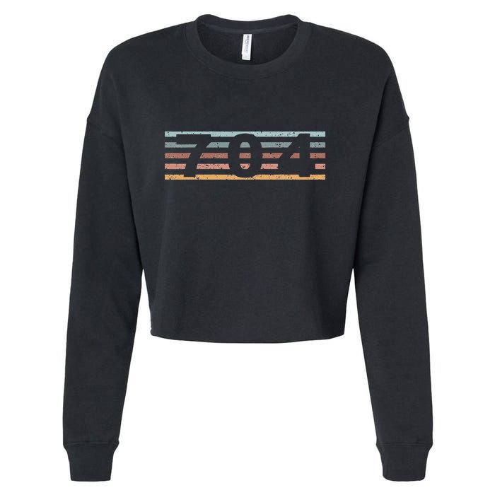 704 Area Code Retro North Carolina Charlotte Cropped Pullover Crew