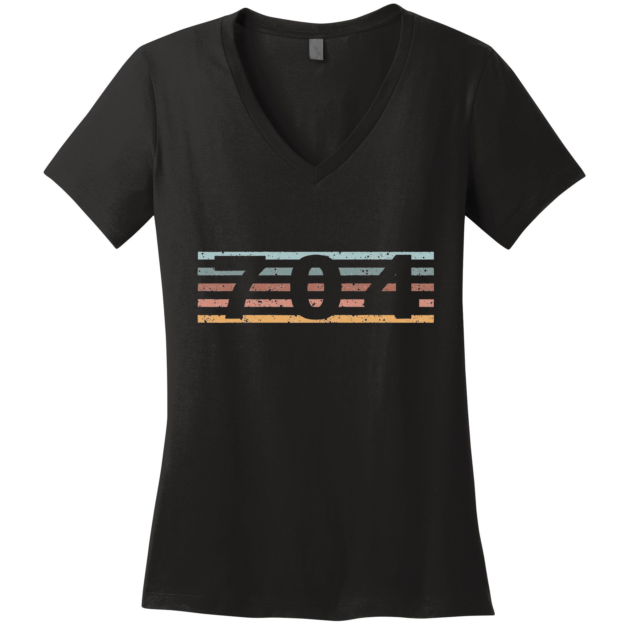 704 Area Code Retro North Carolina Charlotte Women's V-Neck T-Shirt